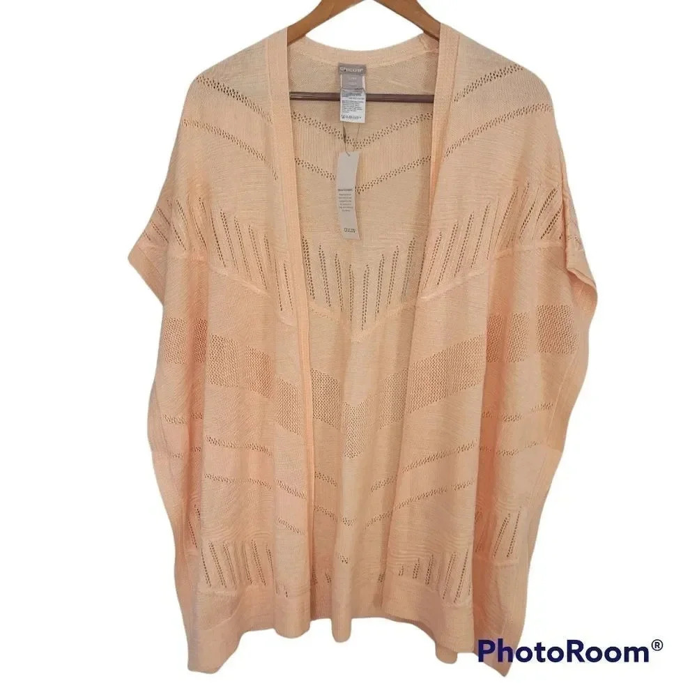Women's‎ Chico's Peach Wrap Cardigan/Kimono Short Sleeve Size S/M NEW